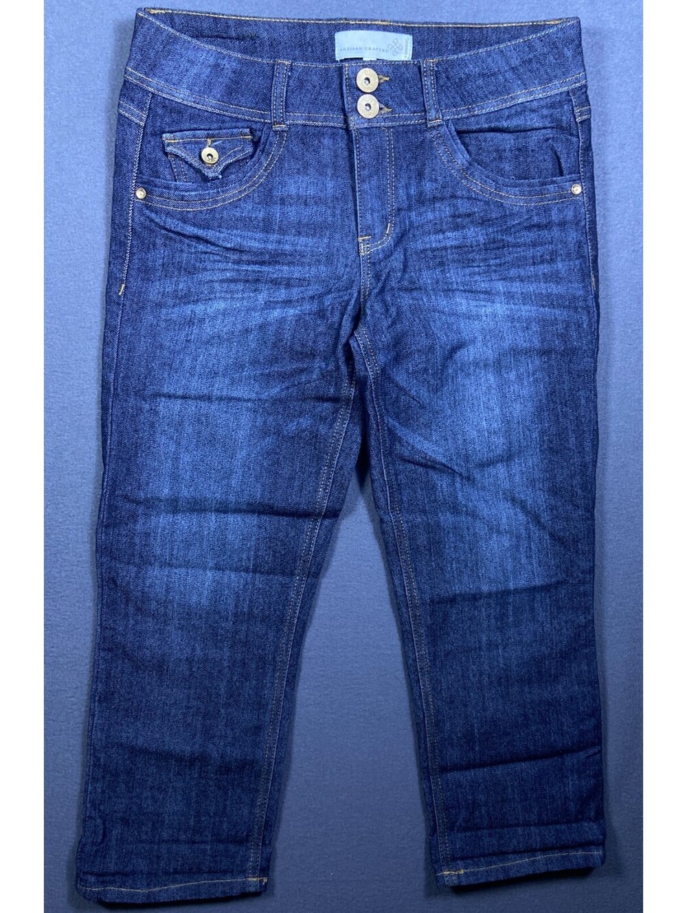 Artisan Craft Democracy Women's Dark Wash Distressed Cropped Jeans Size 4 32x24